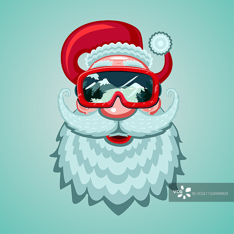 圣诞老人头戴滑雪板面具冬季运动图片素材
