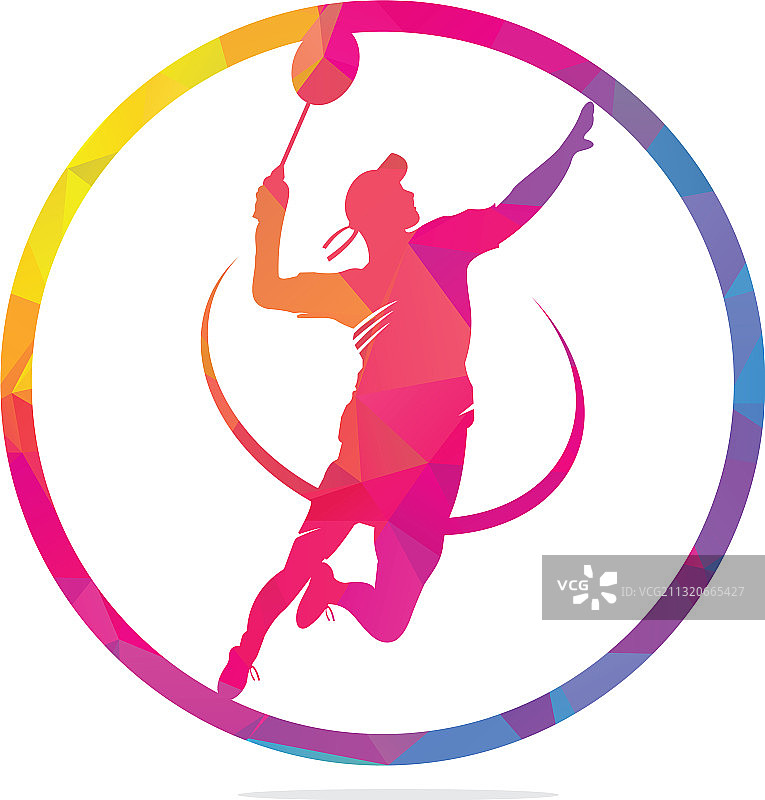 现代激情羽毛球运动员在行动标志图片素材