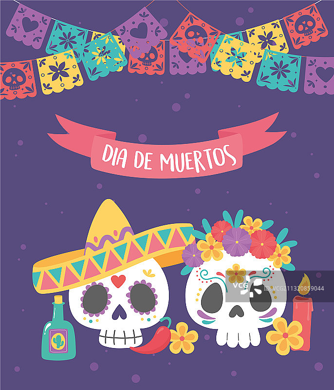 日死墨西哥庆祝头骨图片素材
