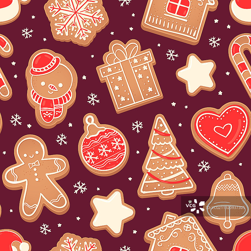 姜饼无缝图案的圣诞小甜饼图片素材