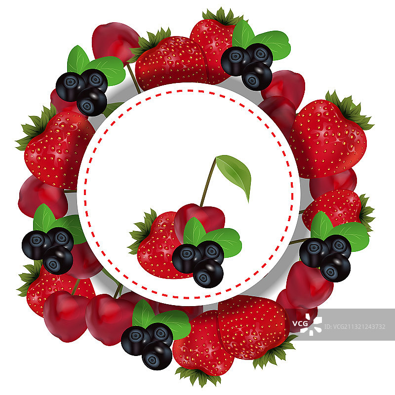 浆果标签与草莓，樱桃和蓝莓图片素材