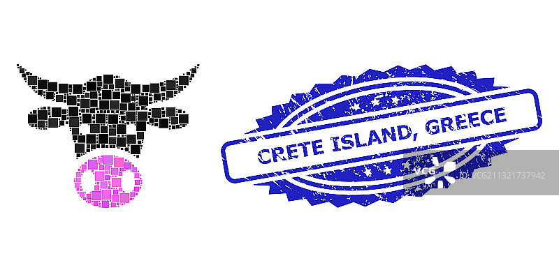 遇险克里特岛希腊邮票和方点图片素材