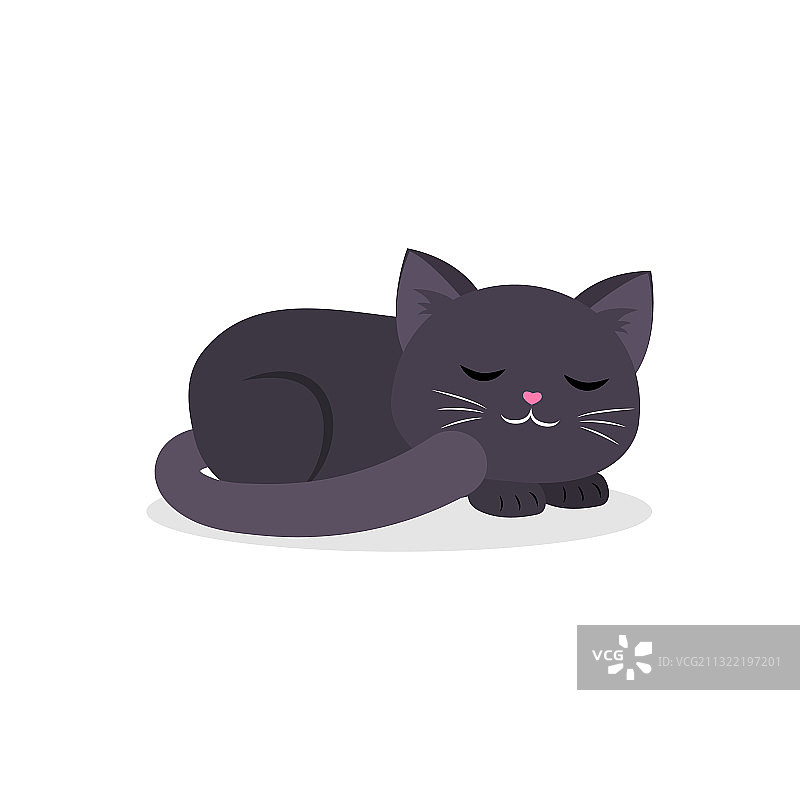 可爱的黑猫蜷成一团睡觉图片素材