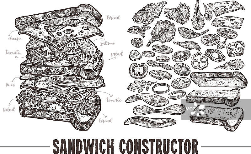 黑白三明治的配料图片素材