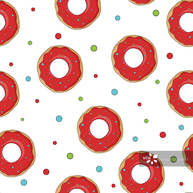 圣诞甜甜圈无缝图案白色背景图片素材