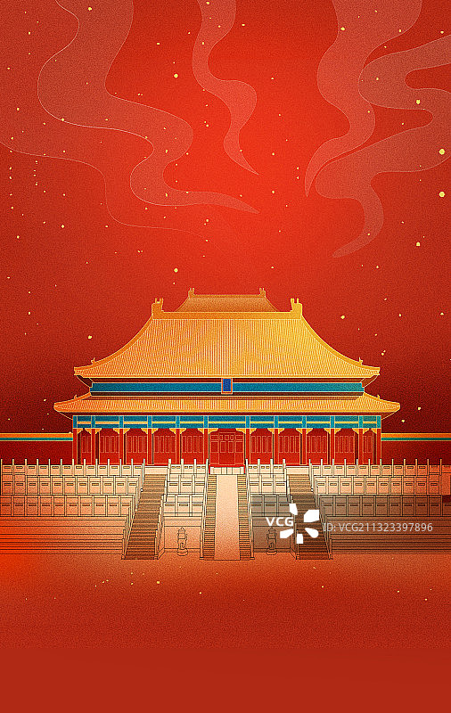 北京紫禁城太和殿建筑插画图片素材