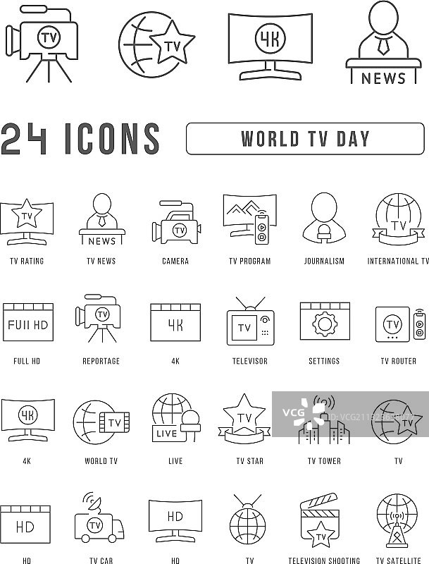 Line ICONS世界电视日图片素材