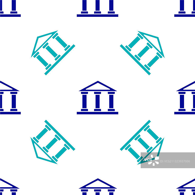 蓝色法院大楼图标孤立无间图片素材