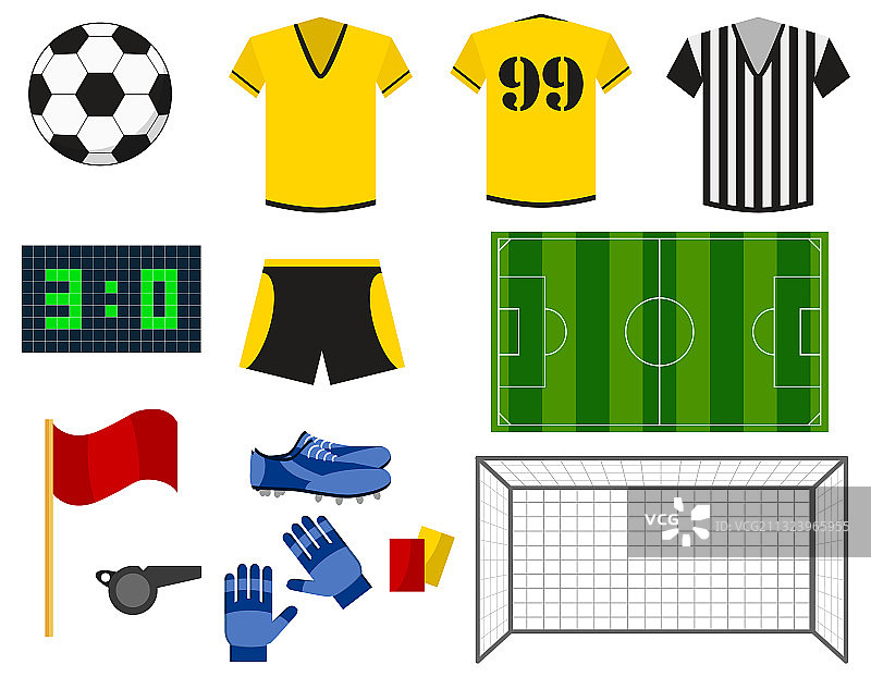 足球或欧洲足球平图标设置图片素材