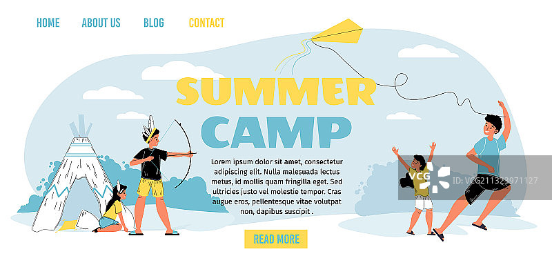 夏令营登陆页面上的孩子们的娱乐活动图片素材