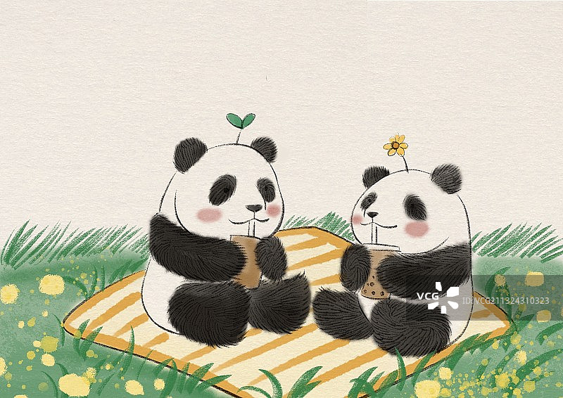 熊猫约会图片素材