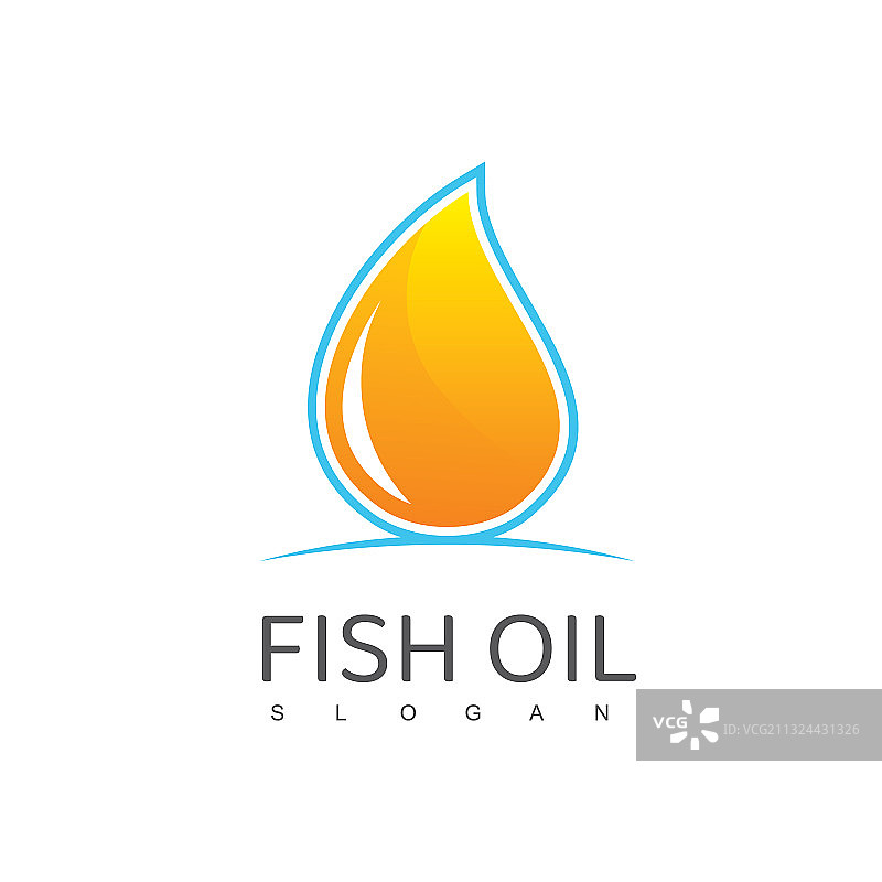 鱼油标志与鱼油滴符号图片素材