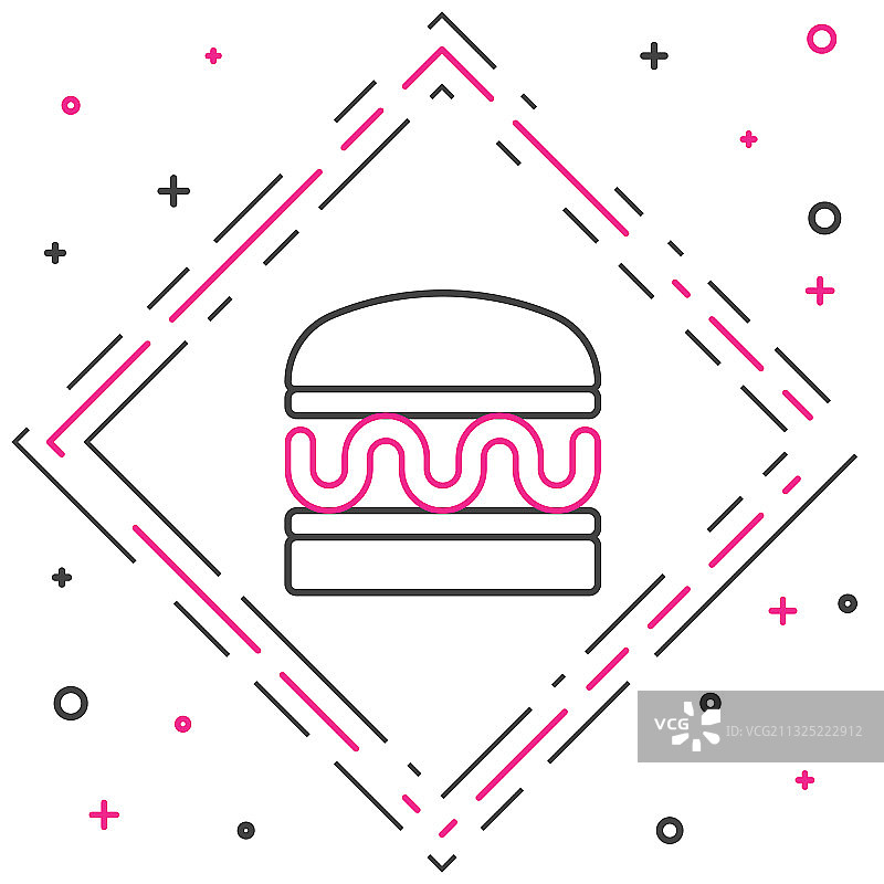 线汉堡图标孤立的白色背景图片素材