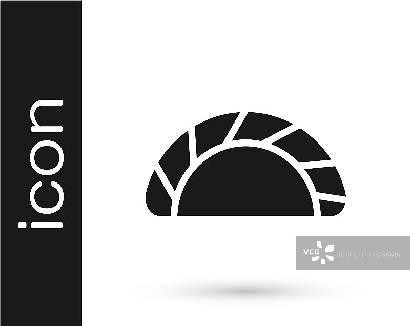 黑色饺子图标孤立在白色背景图片素材