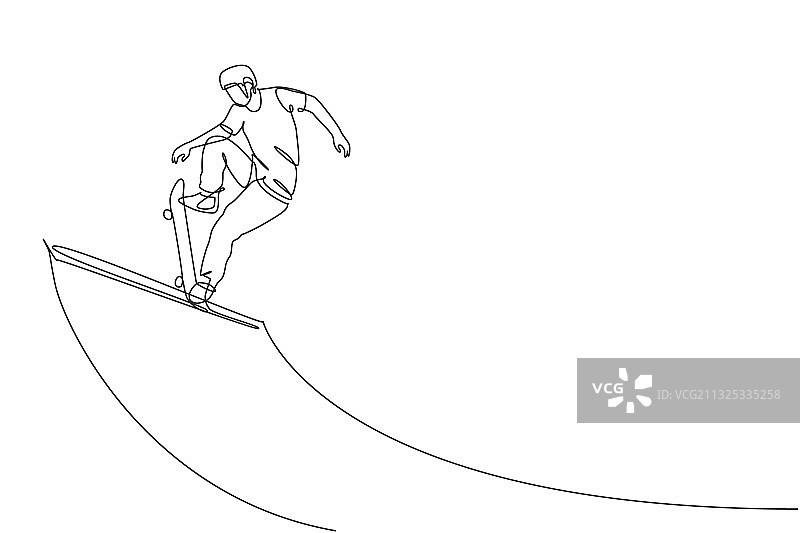 一行画着年轻的滑板手图片素材