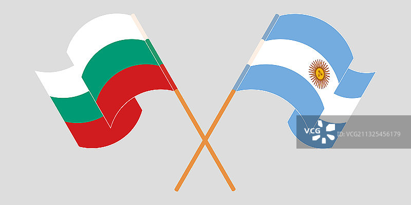 交叉和挥舞着保加利亚和阿根廷的旗帜图片素材
