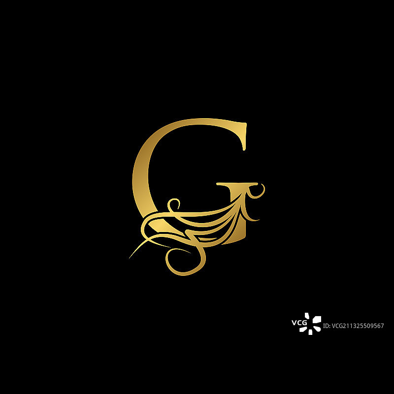 黄金奢侈品首字母g标志图标概念图片素材