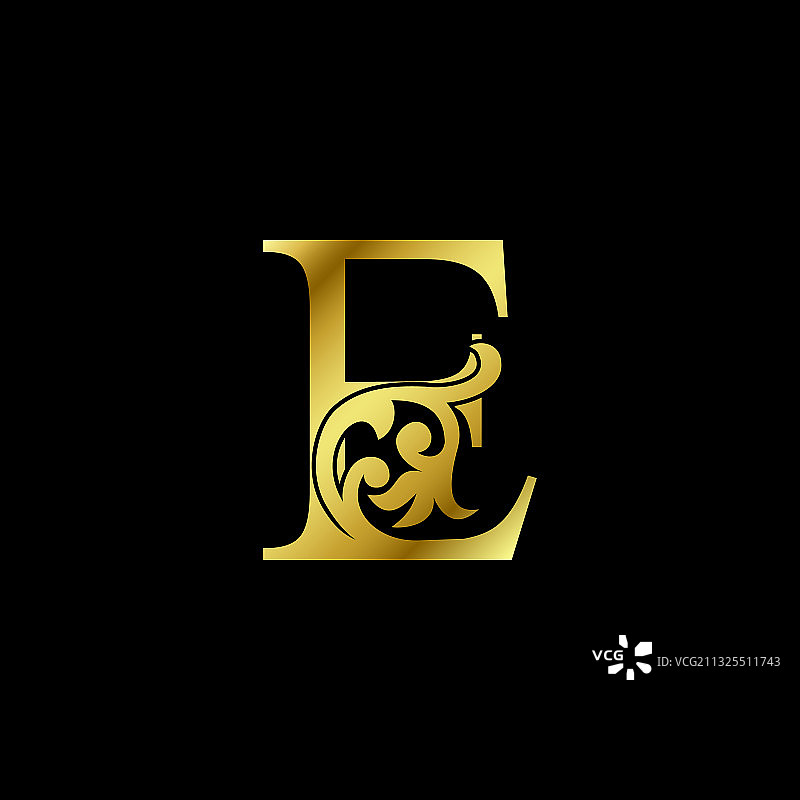 黄金奢侈品字母e装饰标志字母图片素材