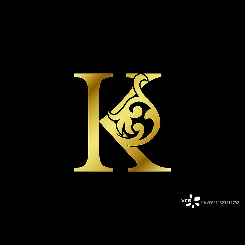 黄金奢侈品字母k装饰标志字母图片素材