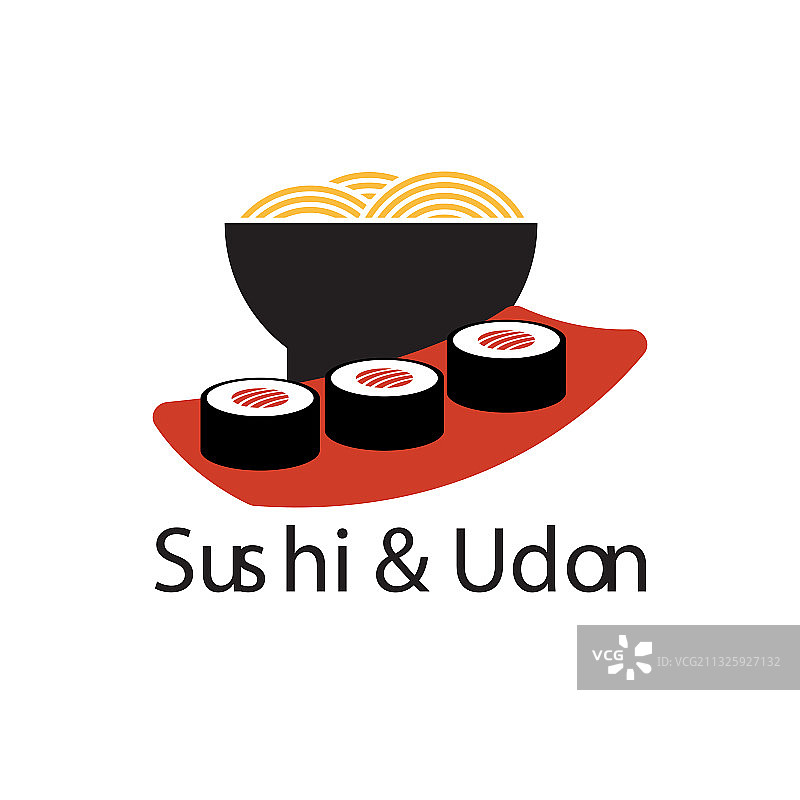 寿司和乌冬日式食品的标志图片素材