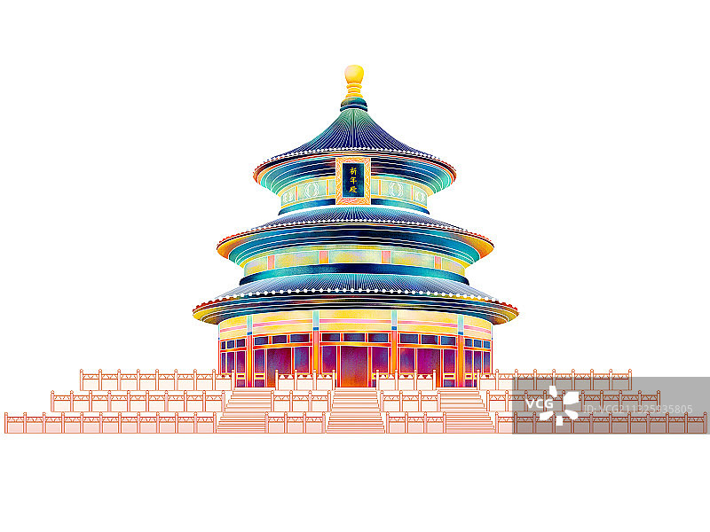北京故宫城市地标建筑插画图片素材