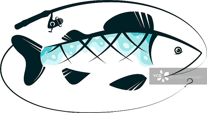 鱼和鱼竿符号图片素材