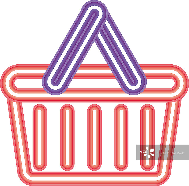 霓虹风格的篮子购物图标图片素材