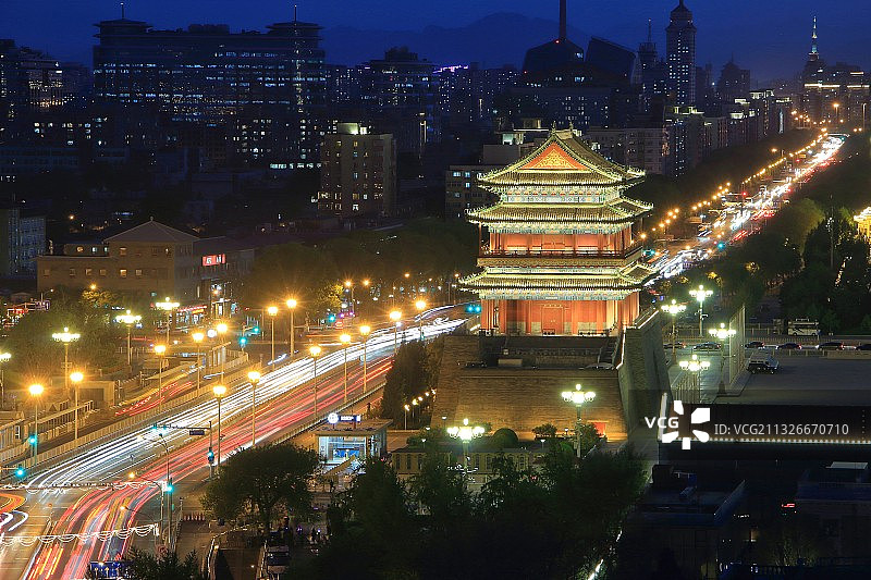 北京爬楼 | 正阳门夜景图片素材