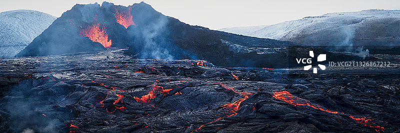 冰岛火山口对的风景图片素材