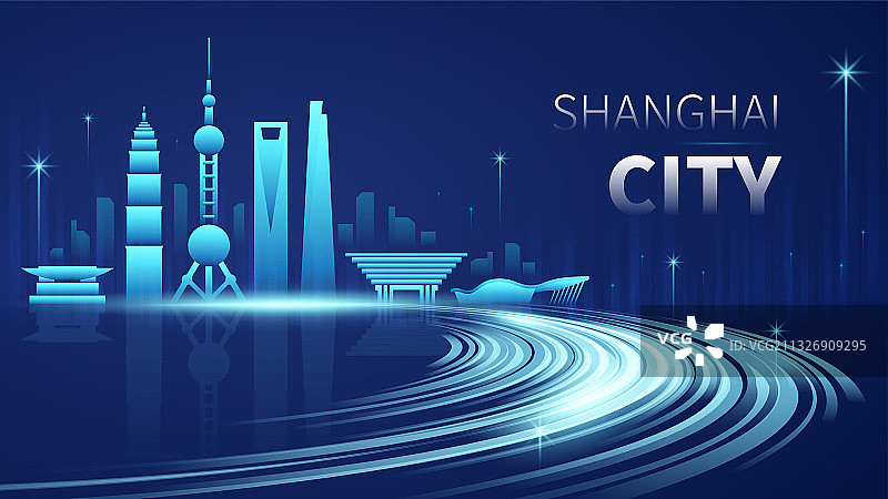 上海城市建筑抽象插画矢量图片素材