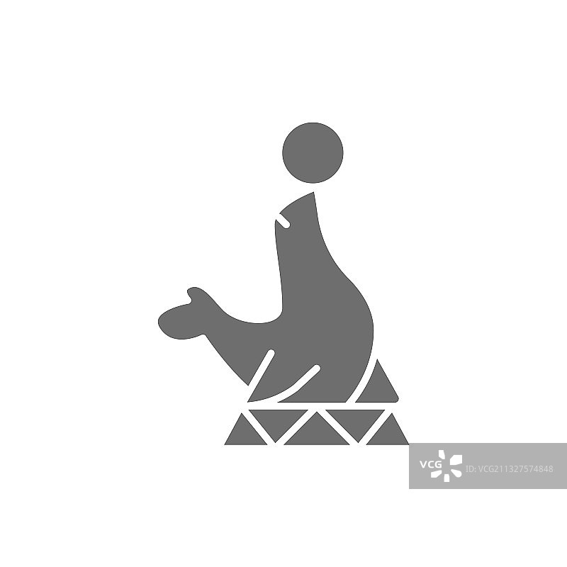 海狗马戏团动物秀灰色图标图片素材