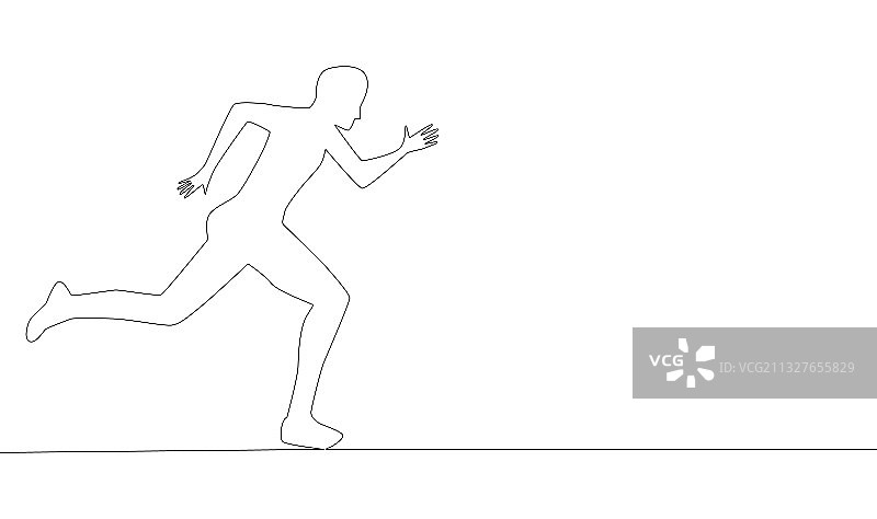 一条线画的是快跑的运动员图片素材
