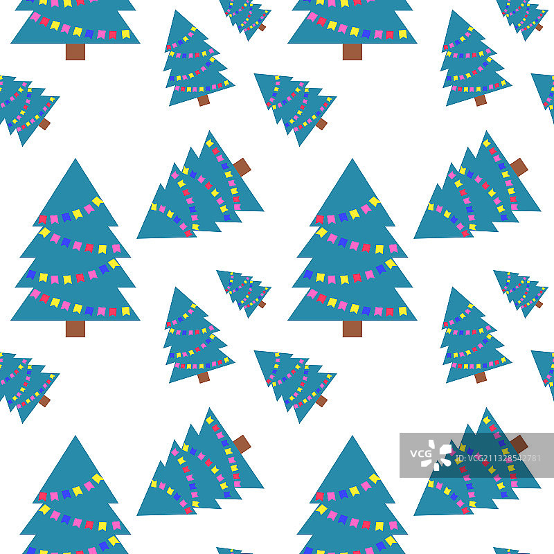 无缝图案简单的圣诞树图片素材