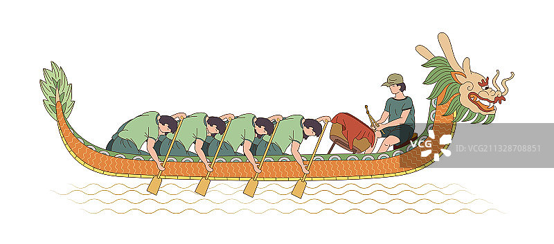 端午节赛龙舟插画白色背景图片素材