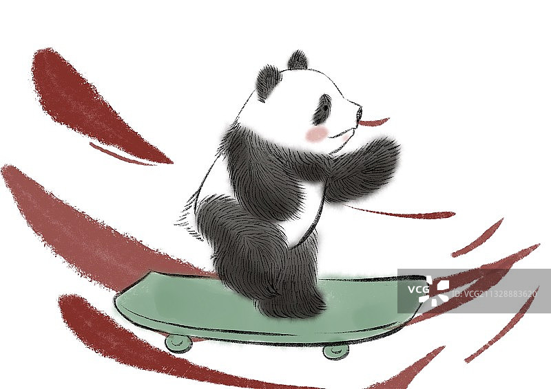 滑板熊猫图片素材