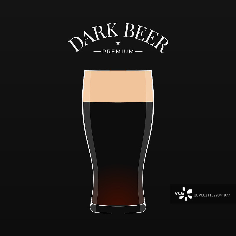 黑啤标志玻璃啤酒上的黑色背景图片素材
