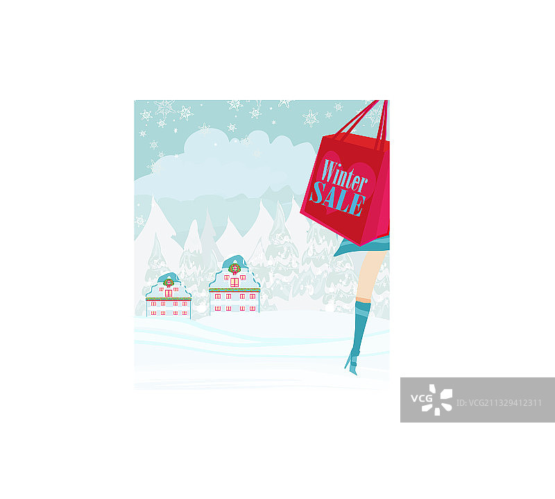 圣诞购物-冬季促销卡图片素材