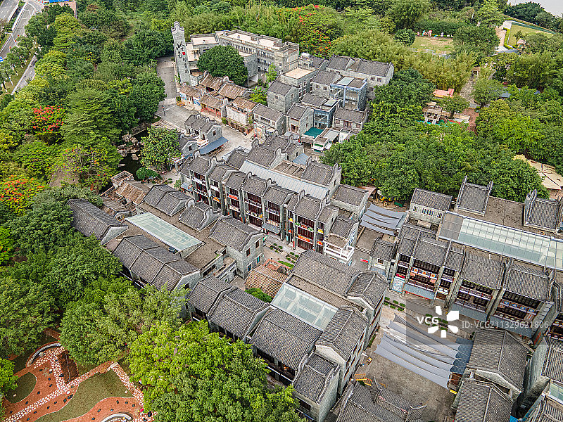 航拍广州岭南印象园建筑景观图片素材