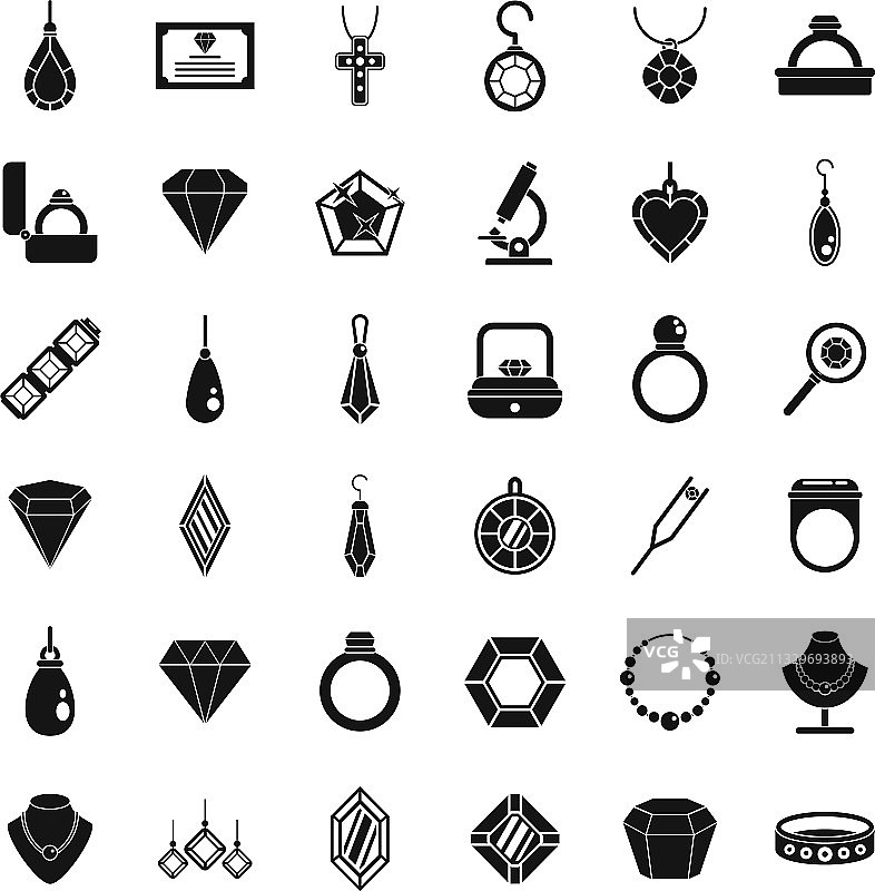 珠宝商图标设置简单的风格图片素材