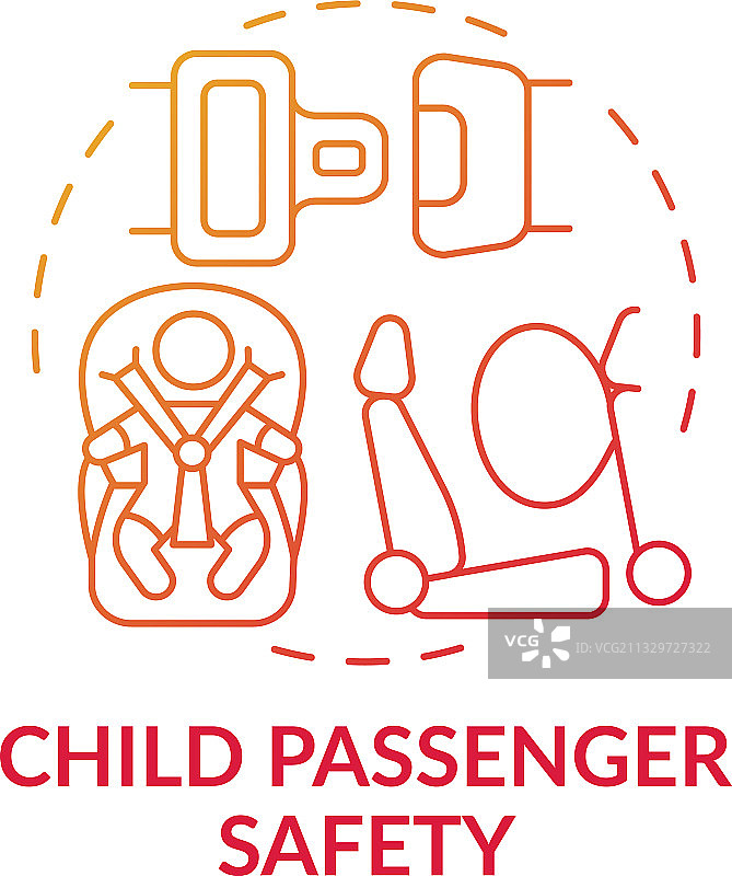 儿童乘客安全红色梯度概念图标图片素材