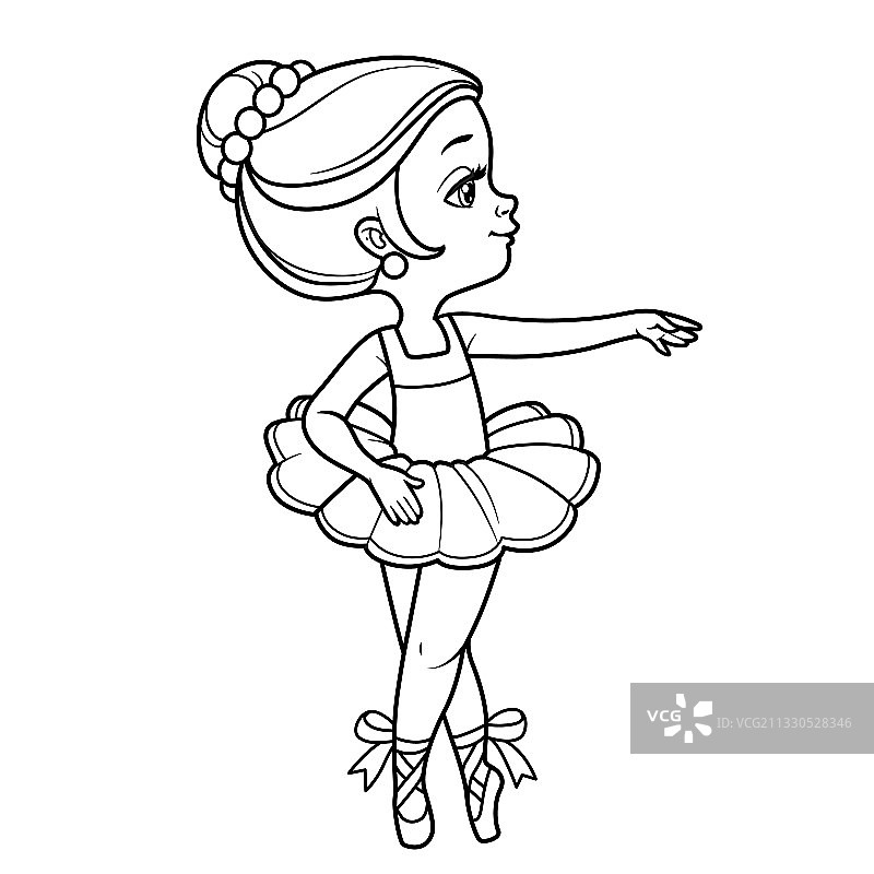 卡通芭蕾舞小女孩的轮廓图片素材