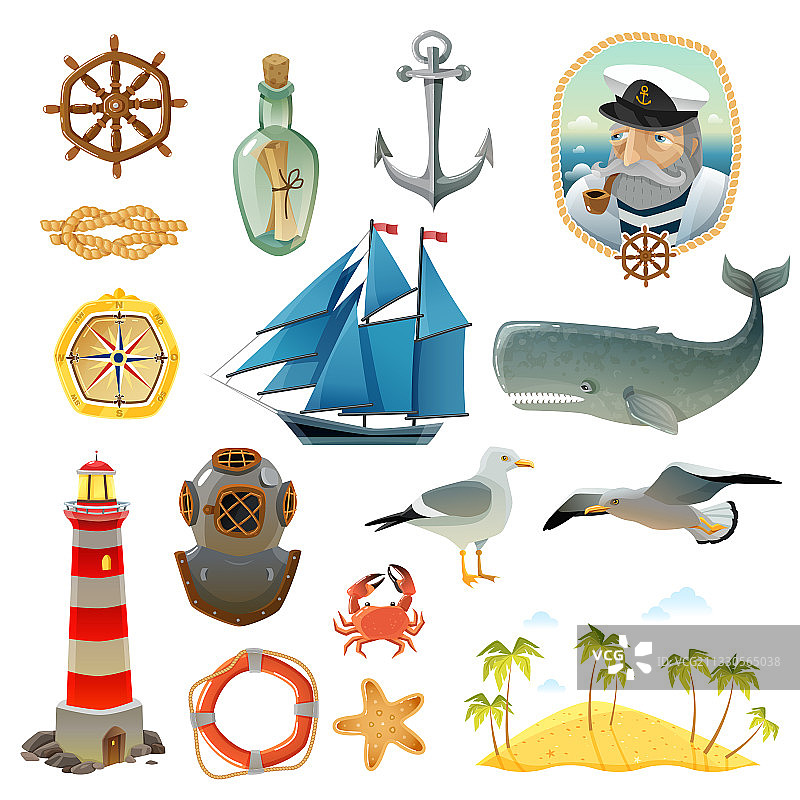 海洋航海装饰元素集图片素材