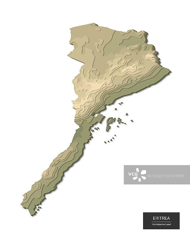 厄立特里亚地图-三维数字高海拔图片素材