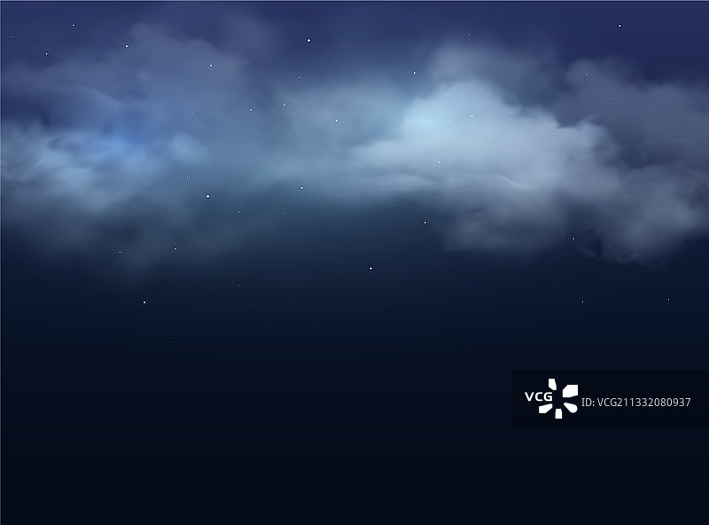 夜晚天空的云彩和星星逼真的背景图片素材