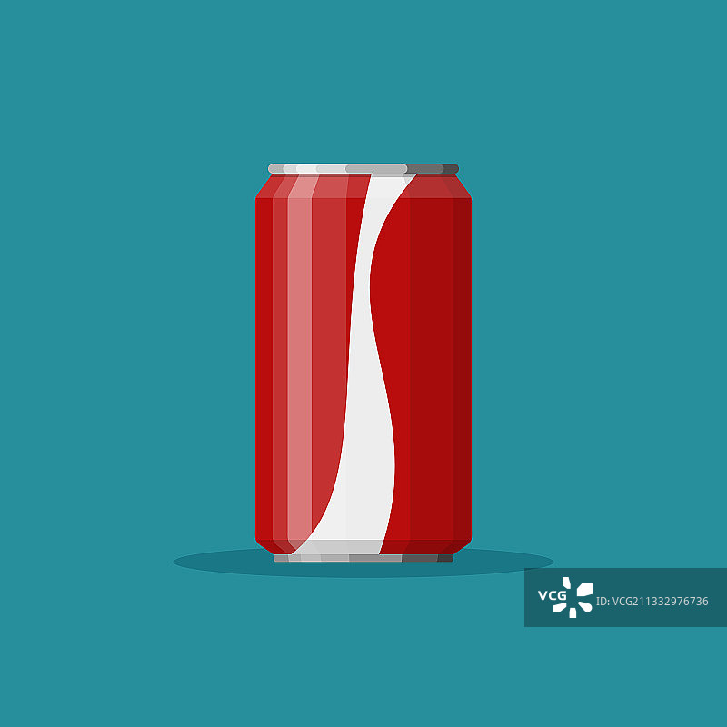可乐苏打在红色铝罐上的图标在蓝色图片素材