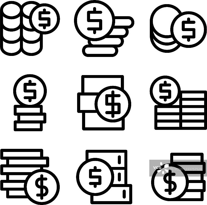 金钱图标或标志孤立的标志符号图片素材