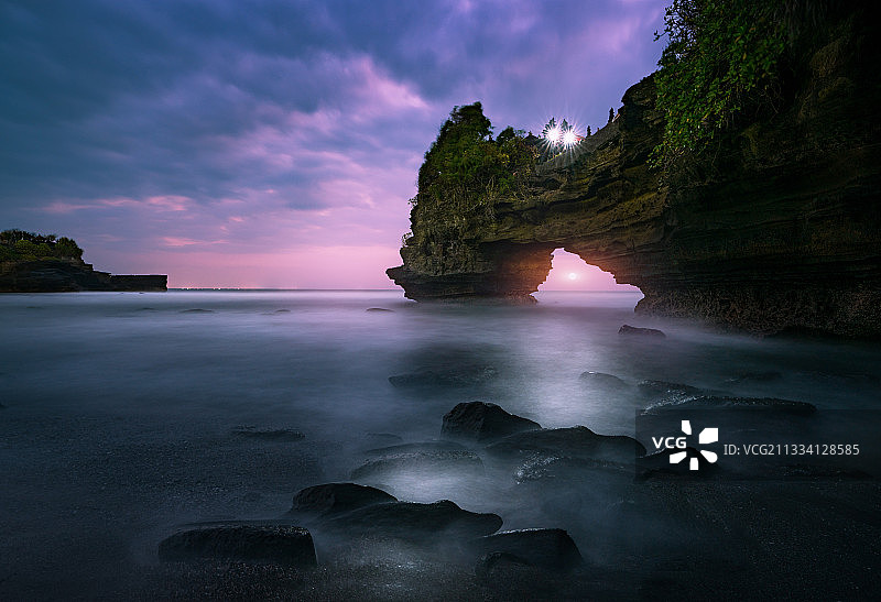 印度尼西亚海神庙海边日落图片素材