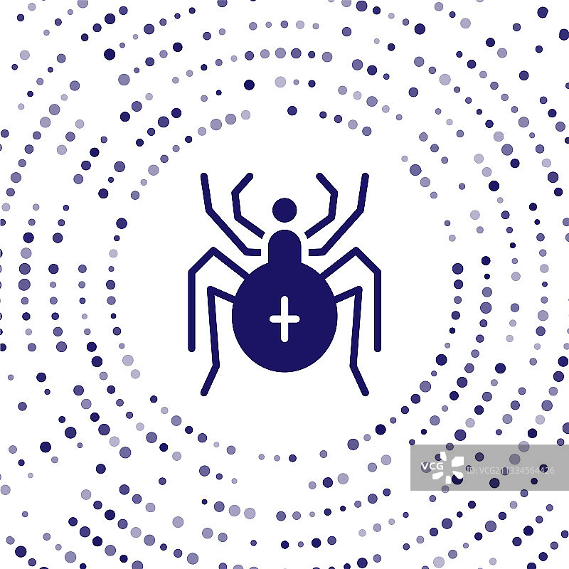 蓝色蜘蛛图标孤立在白色背景上图片素材
