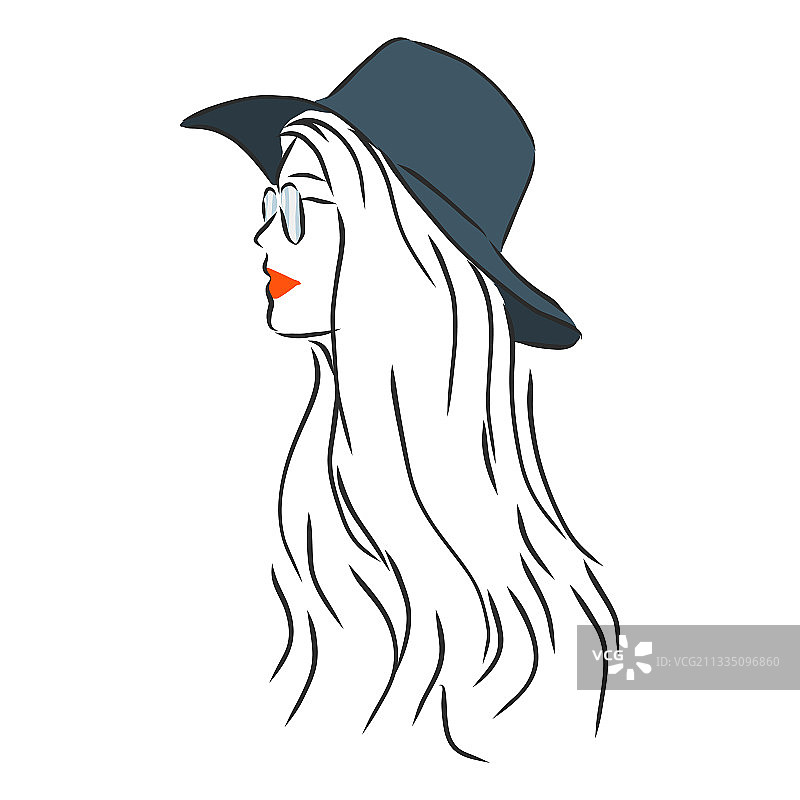 一个戴着优雅帽子的美丽女人的剪影图片素材
