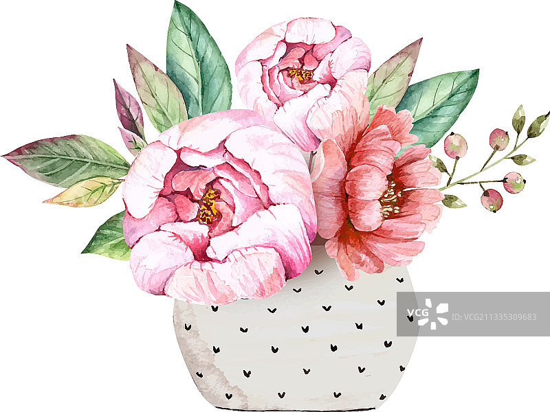 花瓶里的一束粉红色的牡丹图片素材